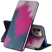  Samsung Galaxy S21 Plus 5G SM-G996, Oldalra nyíló tok, stand, festék minta, Wooze Flashy Colors, színes/lila