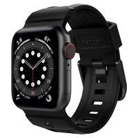  Apple Watch 1-6, SE (38 / 40 mm), szilikon pótszíj, karbon minta, Spigen Rugged Band, fekete