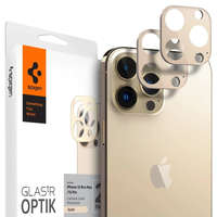  Apple iPhone 13 Pro / 13 Pro Max, Kamera lencsevédő fólia, ütésálló fólia, Tempered Glass (edzett üveg), Spigen Glastr Optik, arany, 2 db / csomag