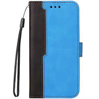  Samsung Galaxy A02s / M02s SM-A025F / M025F, Oldalra nyíló tok, stand, kártyatartóval, kézpánttal, Wooze Colour Wallet, kék