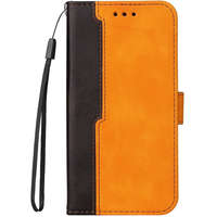  Samsung Galaxy A22 5G SM-A226B, Oldalra nyíló tok, stand, kártyatartóval, kézpánttal, Wooze Colour Wallet, narancssárga