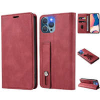  Samsung Galaxy M53 5G SM-M536B, Oldalra nyíló tok, stand, kártyatartóval, kézpánttal, Wooze Business Plus, piros