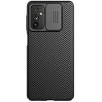  Samsung Galaxy M52 5G SM-M526B, Műanyag hátlap védőtok, közepesen ütésálló, kamera védelem, csíkos minta, Nillkin CamShield, fekete