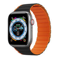  Apple Watch 1-6, SE, SE (2022) (38 / 40 mm) / Watch 7-8 (41 mm), szilikon pótszíj, mágneses zár, kétszínű, 3D minta, Dux Ducis LD, fekete/narancssárga