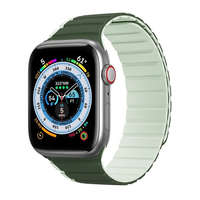  Apple Watch 1-6, SE, SE (2022) (42 / 44 mm) / Watch 7-8 (45 mm) / Watch Ultra (49 mm), szilikon pótszíj, mágneses zár, kétszínű, 3D minta, Dux Ducis LD, sötétzöld/világoszöld