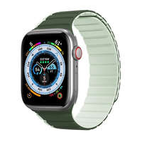  Apple Watch 1-6, SE, SE (2022) (38 / 40 mm) / Watch 7-8 (41 mm), szilikon pótszíj, mágneses zár, kétszínű, 3D minta, Dux Ducis LD, sötétzöld/világoszöld