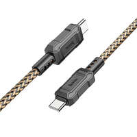  USB Type-C töltő- és adatkábel, USB Type-C, 100 cm, 3000 mA, 60W, törésgátlóval, gyorstöltés, PD, QC, cipőfűző minta, Hoco X94 Leader, arany
