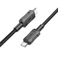  USB Type-C töltő- és adatkábel, USB Type-C, 100 cm, 3000 mA, 60W, törésgátlóval, gyorstöltés, PD, QC, cipőfűző minta, Hoco X94 Leader, fekete