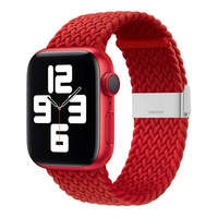  Apple Watch 1-6, SE, SE (2022) (42 / 44 mm) / Watch 7-9 (45 mm) / Watch Ultra (49 mm), textíl pótszíj, állítható, szőtt stílusú, piros