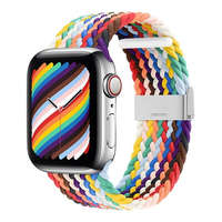  Apple Watch 1-6, SE, SE (2022) (42 / 44 mm) / Watch 7-9 (45 mm) / Watch Ultra (49 mm), textíl pótszíj, állítható, szőtt stílusú, szivárvány minta, színes