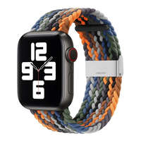  Apple Watch 1-6, SE, SE (2022) (42 / 44 mm) / Watch 7-9 (45 mm) / Watch Ultra (49 mm), textíl pótszíj, állítható, szőtt stílusú, szivárvány minta, szürke