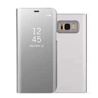  Samsung Galaxy S8 SM-G950, Oldalra nyíló tok, hívás mutatóval, Smart View Cover, ezüst (utángyártott)