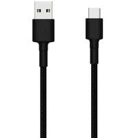  USB töltő- és adatkábel, USB Type-C, 100 cm, 3000 mA, cipőfűző minta, Xiaomi Mi Braided, fekete, gyári, SJV4109GL