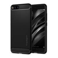  Xiaomi Mi 6, Szilikon tok, Spigen Rugged Armor, karbon minta, fekete