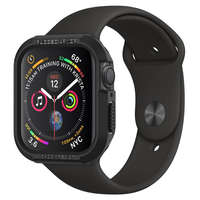  Apple Watch 4-6, SE (44mm), Watch 7 (45mm), Szilikon védőkeret, ütésálló, szíj nélkül, Spigen Rugged Armor, fekete