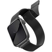  Apple Watch 1-6, SE (38 / 40 mm) / Watch 7-8 (41 mm), fém pótszíj, milánói stílus, mágnes zárral, Uniq Dante, sötétszürke