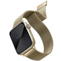  Apple Watch 1-6, SE (42 / 44 mm) / Watch 7-8 (45 mm), fém pótszíj, milánói stílus, mágnes zárral, Uniq Dante, arany