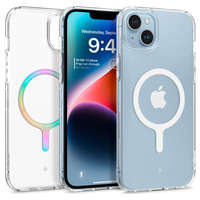  Apple iPhone 14 Plus, Szilikon tok + műanyag hátlap, közepesen ütésálló, Magsafe töltővel kompatibilis, Spigen Caseology Capella Mag, átlátszó/fehér