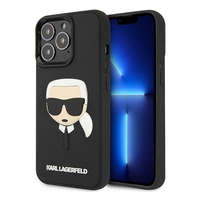 Karl Lagerfeld Karl Lagerfeld 3D Rubber Karl&#039;s Head Apple iPhone 14 Pro hátlap tok, fekete