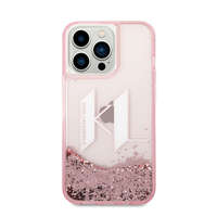Karl Lagerfeld Karl Lagerfeld Liquid Glitter Big KL Apple iPhone 14 Pro hátlap tok, rózsaszín