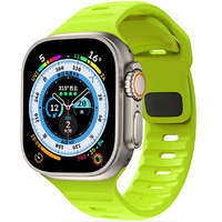  Apple Watch 4-6, SE, SE (2022) (42 / 44 mm) / Watch 7-9 (45 mm) / Watch Ultra 1-2 (49 mm), szilikon pótszíj, állítható, TP IconBand Line, lime