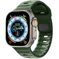  Apple Watch 4-6, SE, SE (2022) (38 / 40 mm) / Watch 7-9 (41 mm), szilikon pótszíj, állítható, TP IconBand Line, sötétzöld