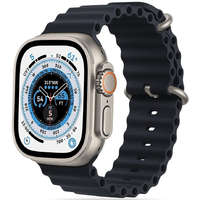  Apple Watch 4-6, SE, SE (2022) (38 / 40 mm) / Watch 7-9 (41 mm), szilikon pótszíj, állítható, hullámos kialakítás, TP IconBand Pro, fekete
