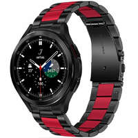 Samsung Galaxy Watch 4 / 5 / 5 Pro / 6 (40 / 44 / 45mm) / Watch 4 Classic / 6 Classic (42 / 43 / 46mm), fém pótszíj, TP Stainless, fekete/piros