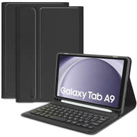  Samsung Galaxy Tab A9 (8.7) SM-X110 / X115, Bluetooth billentyűzetes mappa tok, érintőceruza tartó, TP SC Pen + Keyboard, fekete