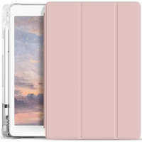  Apple iPad 9.7 (2017 / 2018), mappa tok, Apple Pencil tartóval, átlátszó szilikon hátlap, Smart Case, Xprotector Smart Book Flip, rózsaszín