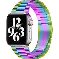 Apple Watch 4-6, SE, SE (2022) (42 / 44 mm) / Watch 7-9 (45 mm) / Watch Ultra 1-2 (49 mm), fém pótszíj, rozsdamentes acél, vastag, Xprotector, szivárvány