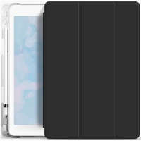  Apple iPad 10.9 (2022), mappa tok, Apple Pencil tartóval, átlátszó szilikon hátlap, Smart Case, Xprotector Smart Book Flip, fekete
