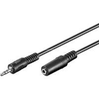 GOOBAY Fejhallgató és audio hosszabbító kábel, 3 tűs, 3,5 mm, fekete, 4 mm átmérő, 5 m kábelhossz