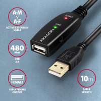 Axagon Kábel Axagon ADR-205 aktív hosszabbító USB 2.0, USB-A (M) > USB-A (F)- 10m, fekete