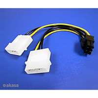 Akasa Kábel Táp Átalakító Akasa 2x 4-Pin Molex - 6-Pin PCIe