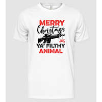 Pólómánia Merry Christmas Ya Filthy Animal - Férfi Alap póló