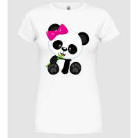 Pólómánia cute panda girl - Női Kerek nyakú Póló