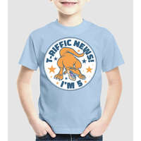 Pólómánia T-rex Terrific news i'm 5 - Uniszex Gyerek Póló