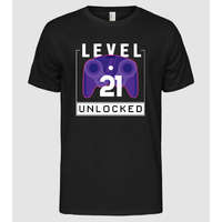 Pólómánia Level 21 Unlocked Gamer Születésnap - Férfi Alap póló