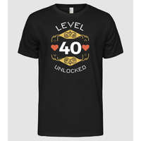Pólómánia Level 40 Unlocked Gamer póló - Férfi Alap póló