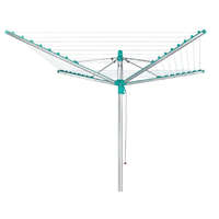 Leifheit 85286 Linomatic 500 Easy kültéri ruhaszárító, 50 méter szárítási terület, ezüst, zsinórbehúzó mechanizmussal, vállfatartó akasztókkal, betonozható talajrögzítővel