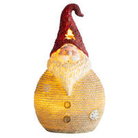 MagicHome karácsonyi dekoráció, közepes gömbölyű Mikulás, poligyanta, 28,5 cm, LED világítással, 3x AAA elemes