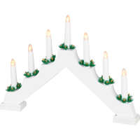 MagicHome karácsonyi dekoráció, gyertyatartó, 7 db melegfehér LED, 2 db AA elemmel működő, 39 x 4,5 x 29 cm, fehér, beltéri