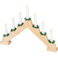 MagicHome karácsonyi dekoráció, gyertyatartó, 7 db melegfehér LED, fa utánzat, 2 db AA elemmel működő, 39 x 4,5 x 29 cm, beltéri
