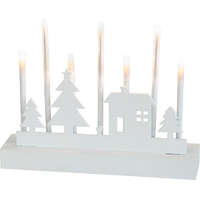 MagicHome karácsonyi dekoráció, gyertyatartó, 8 db melegfehér LED, MDF, 2 db AA elemmel működő, 24 x 5,5 x 18 cm, beltéri