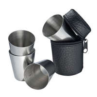 Fém feles pohár szett tartóval