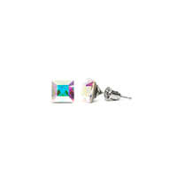 Swanis négyzet bedugós fülbevaló - 6 mm - Crystal AB (színváltó)