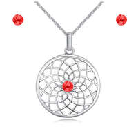 Swanis kristályos tavirózsa nyaklánc szett - piros