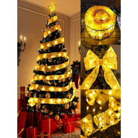  Karácsonyi világító LED szalag 2 méter arany, ezüst