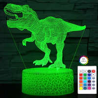  3D dekorációs színes LED lámpa távirányítóval - Dinoszaurusz T-Rex